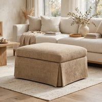 Coly Skirted Ottoman w Storage, Foam Cushion, Tan Brown Chenille 28 Inch-BM355098