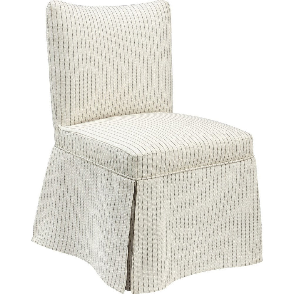 Kyro Skirted Dining Chair, Parsons Back, Foam Fill Striped Ivory Chenille-BM355101