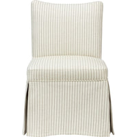 Kyro Skirted Dining Chair, Parsons Back, Foam Fill Striped Ivory Chenille-BM355101