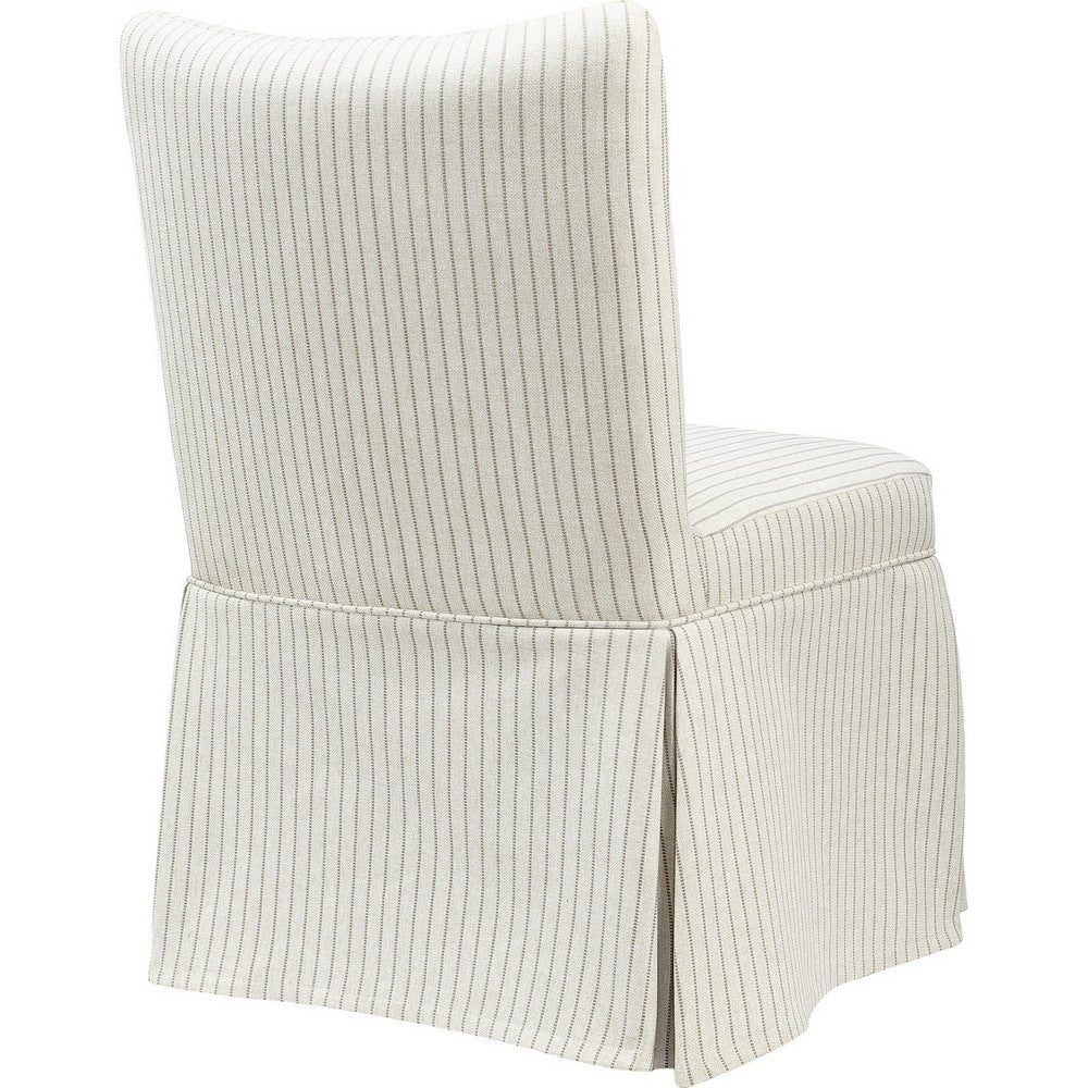 Kyro Skirted Dining Chair, Parsons Back, Foam Fill Striped Ivory Chenille-BM355101