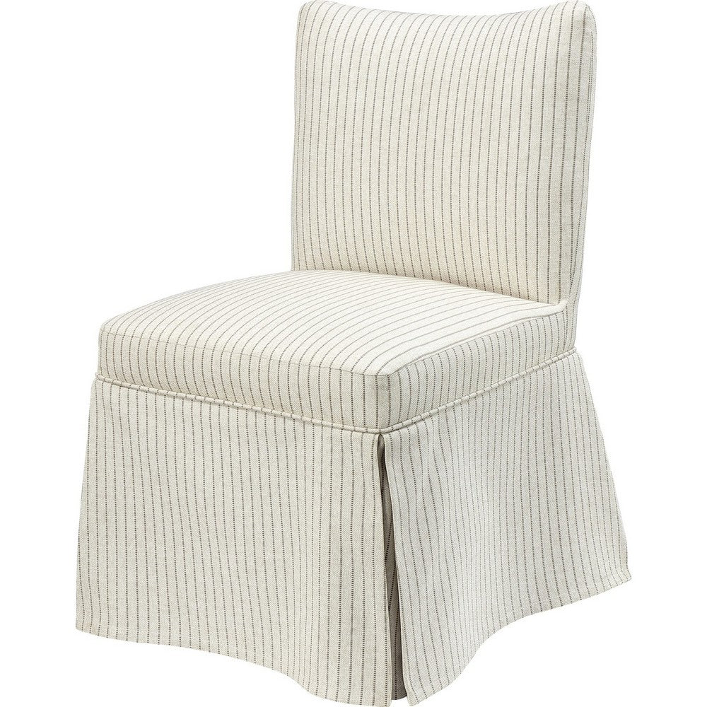Kyro Skirted Dining Chair, Parsons Back, Foam Fill Striped Ivory Chenille-BM355101