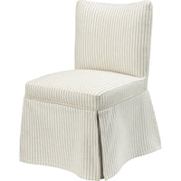 Kyro Skirted Dining Chair, Parsons Back, Foam Fill Striped Ivory Chenille-BM355101