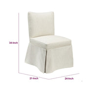 Kyro Skirted Dining Chair, Parsons Back, Foam Fill Striped Ivory Chenille-BM355101