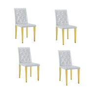 Reeva Dining Chairs with Gold Metal Legs, Set of 4, Gray Faux Leather - BM355107