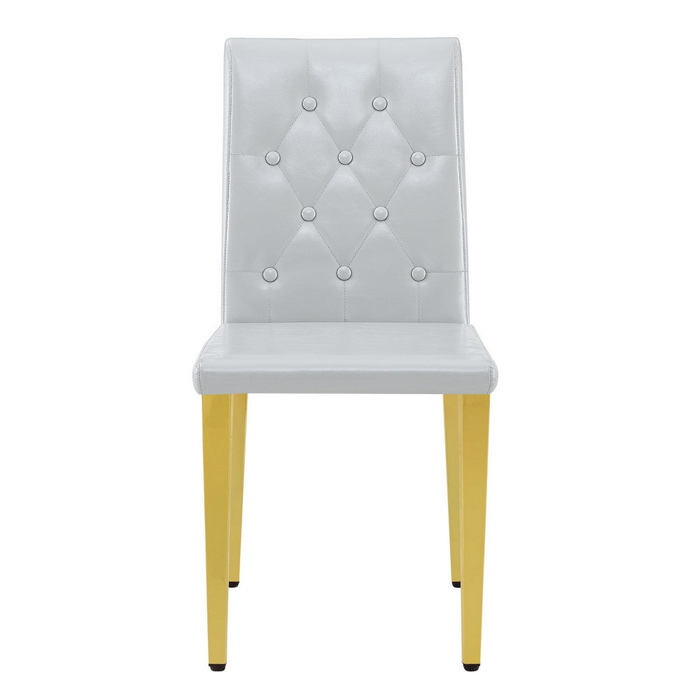 Reeva Dining Chairs with Gold Metal Legs, Set of 4, Gray Faux Leather - BM355107