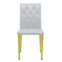 Reeva Dining Chairs with Gold Metal Legs, Set of 4, Gray Faux Leather - BM355107