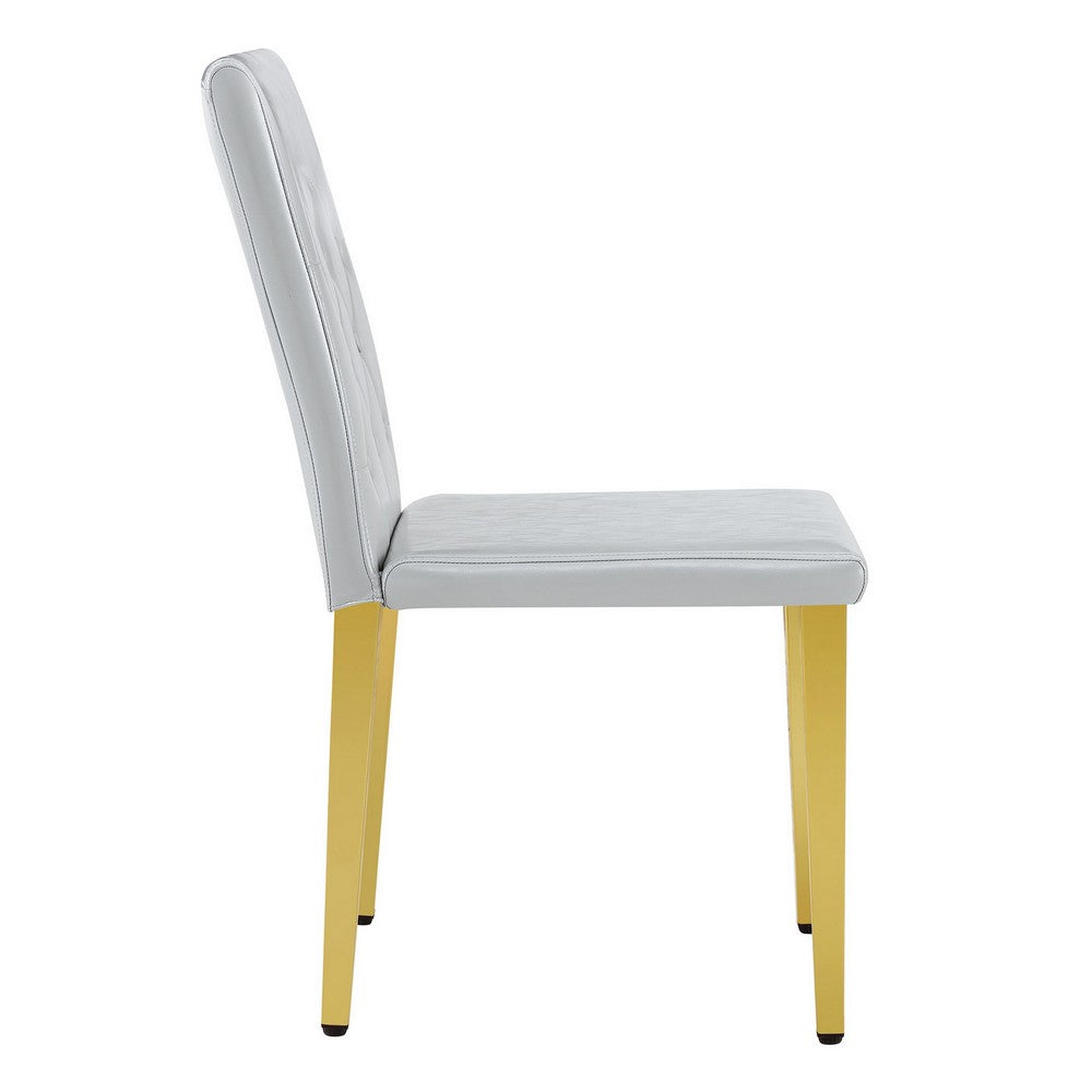 Reeva Dining Chairs with Gold Metal Legs, Set of 4, Gray Faux Leather - BM355107