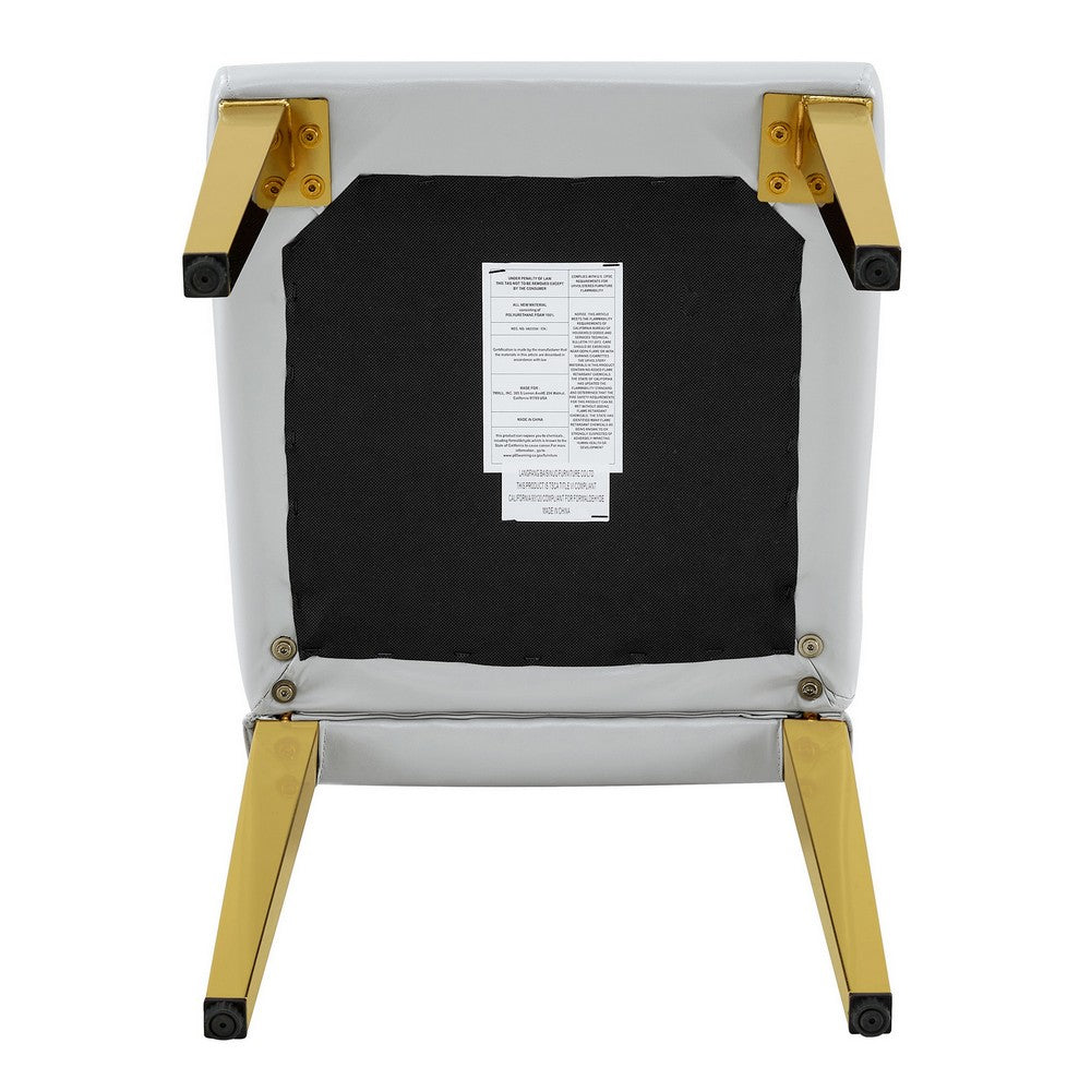 Reeva Dining Chairs with Gold Metal Legs, Set of 4, Gray Faux Leather - BM355107