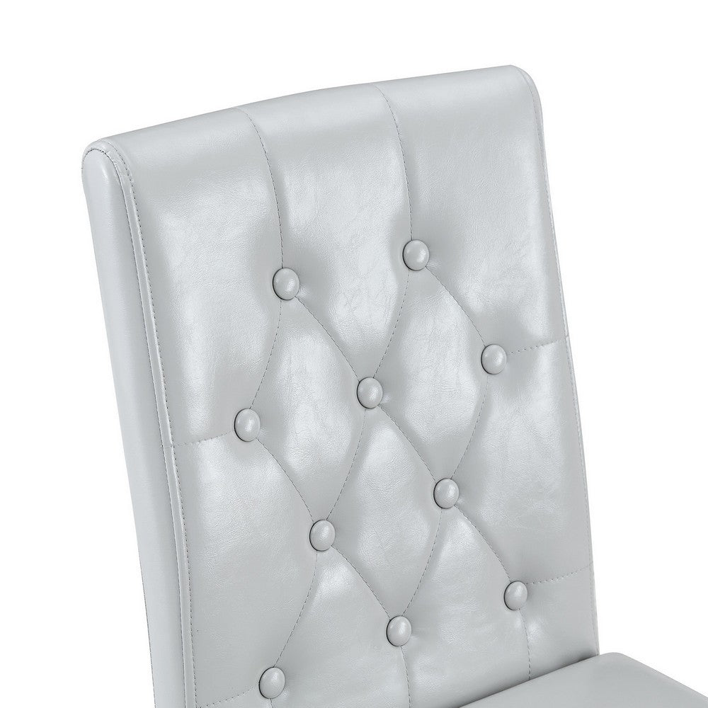 Reeva Dining Chairs with Gold Metal Legs, Set of 4, Gray Faux Leather - BM355107