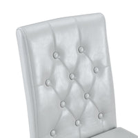 Reeva Dining Chairs with Gold Metal Legs, Set of 4, Gray Faux Leather - BM355107