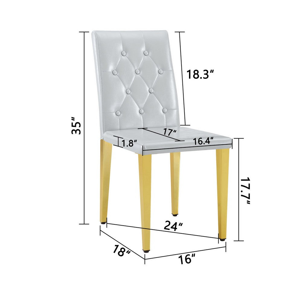 Reeva Dining Chairs with Gold Metal Legs, Set of 4, Gray Faux Leather - BM355107