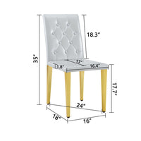 Reeva Dining Chairs with Gold Metal Legs, Set of 4, Gray Faux Leather - BM355107