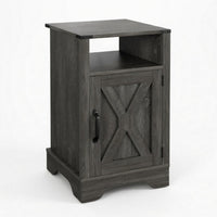 Layla Nightstand, Charging Station, Shelf, and Cabinet, Dark Gray Wood - BM355109