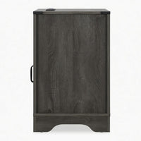 Layla Nightstand, Charging Station, Shelf, and Cabinet, Dark Gray Wood - BM355109