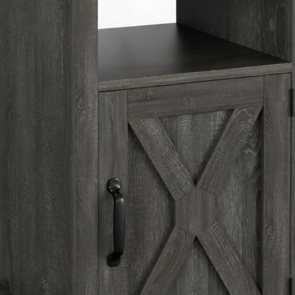 Layla Nightstand, Charging Station, Shelf, and Cabinet, Dark Gray Wood - BM355109