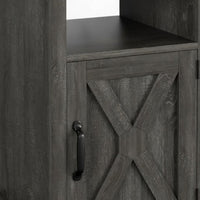 Layla Nightstand, Charging Station, Shelf, and Cabinet, Dark Gray Wood - BM355109