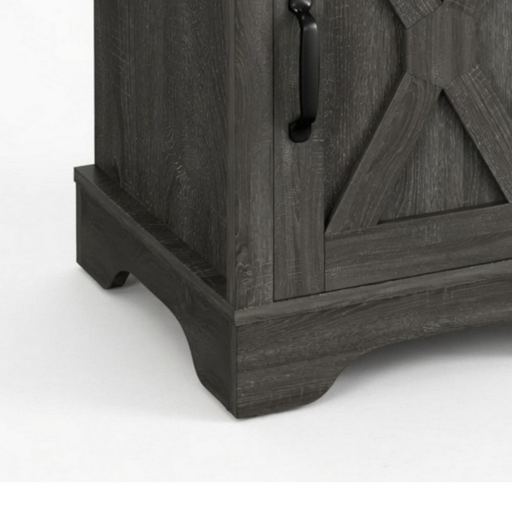 Layla Nightstand, Charging Station, Shelf, and Cabinet, Dark Gray Wood - BM355109
