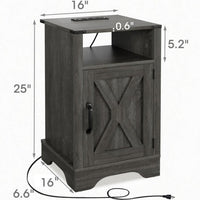 Layla Nightstand, Charging Station, Shelf, and Cabinet, Dark Gray Wood - BM355109