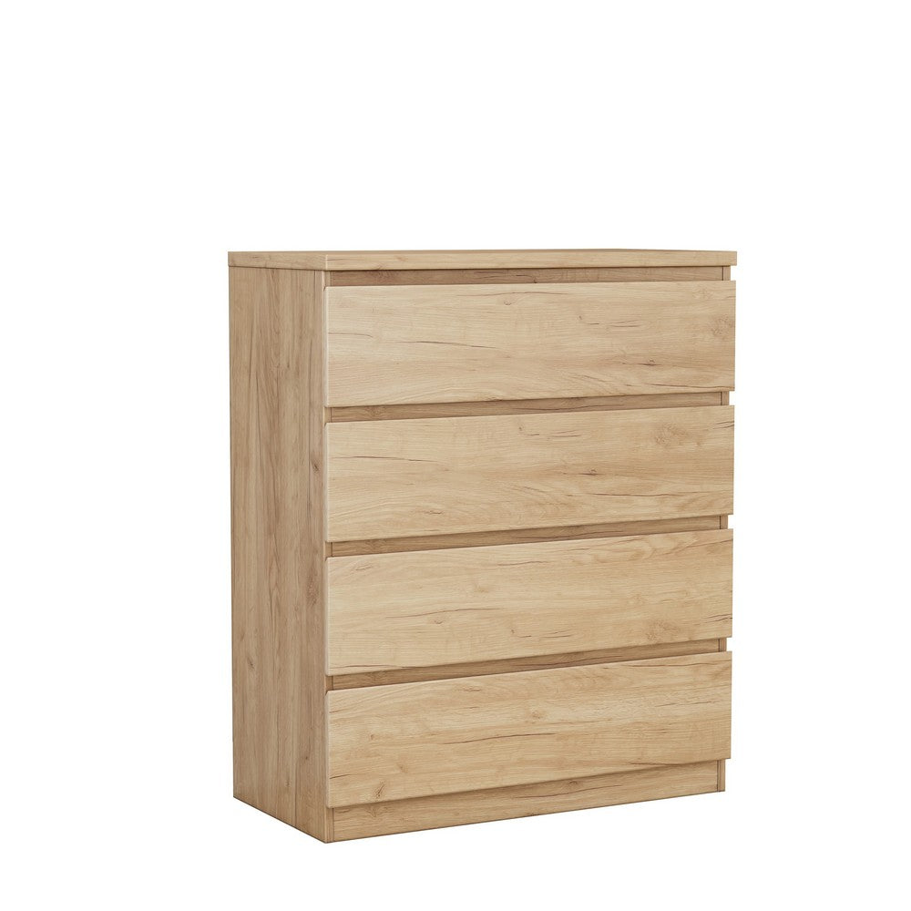 Bambi Handle-Free Tall Dresser Chest with 4 Drawers, Natural Wood - BM355110