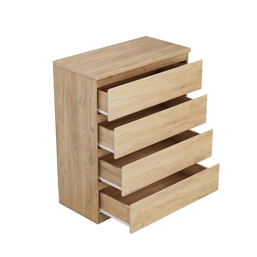 Bambi Handle-Free Tall Dresser Chest with 4 Drawers, Natural Wood - BM355110