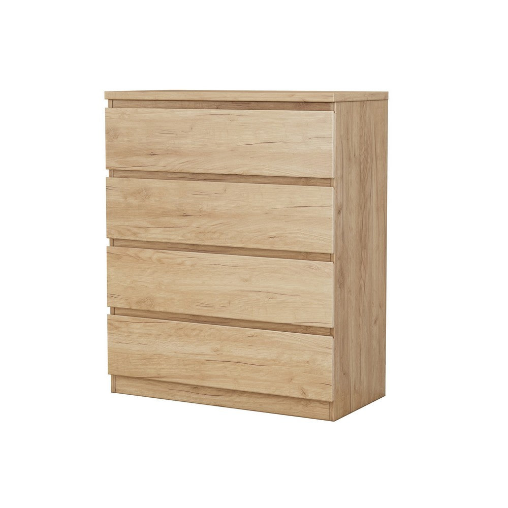 Bambi Handle-Free Tall Dresser Chest with 4 Drawers, Natural Wood - BM355110