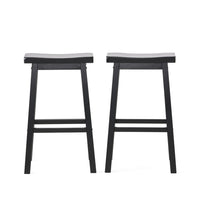 Fuji Backless Saddle Bar Stool, Contoured Seat, Black Wood - BM355111