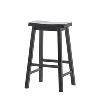 Fuji Backless Saddle Bar Stool, Contoured Seat, Black Wood - BM355111
