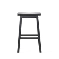 Fuji Backless Saddle Bar Stool, Contoured Seat, Black Wood - BM355111