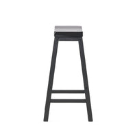 Fuji Backless Saddle Bar Stool, Contoured Seat, Black Wood - BM355111