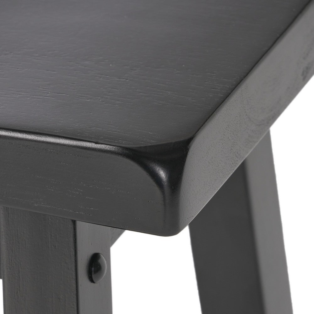 Fuji Backless Saddle Bar Stool, Contoured Seat, Black Wood - BM355111