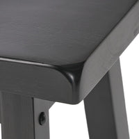 Fuji Backless Saddle Bar Stool, Contoured Seat, Black Wood - BM355111