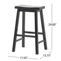 Fuji Backless Saddle Bar Stool, Contoured Seat, Black Wood - BM355111