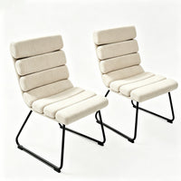 Saina Modern Dining Chairs with Metal Frame, Set of 2, Beige Fabric - BM355112