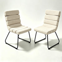Saina Modern Dining Chairs with Metal Frame, Set of 2, Beige Fabric - BM355112