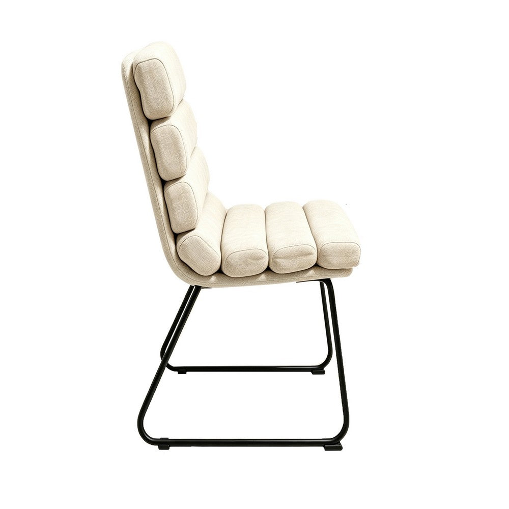 Saina Modern Dining Chairs with Metal Frame, Set of 2, Beige Fabric - BM355112