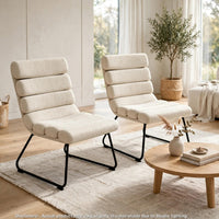 Saina Modern Dining Chairs with Metal Frame, Set of 2, Beige Fabric - BM355112