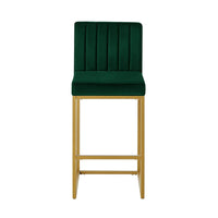Enola Counter-Height Bar Stool Chair, Set of 2, Gold Metal, Jade Velvet - BM355114