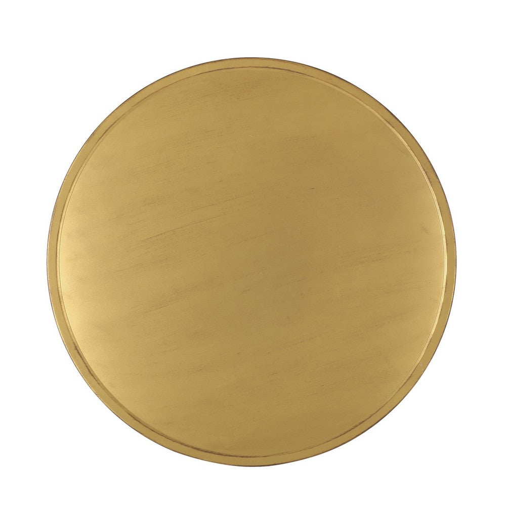 Sammy Round Coffee Table with Cutout Perforated Pattern, Brown Iron 26 Inch - BM355115