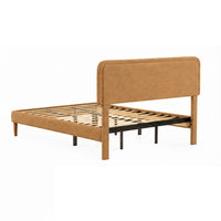 Pedro King Platform Bed with Adjustable Plush Headboard, Brown Fabric - BM355117