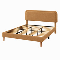 Pedro King Platform Bed with Adjustable Plush Headboard, Brown Fabric - BM355117