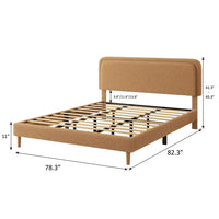 Pedro King Platform Bed with Adjustable Plush Headboard, Brown Fabric - BM355117