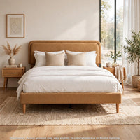 Pedro King Platform Bed with Adjustable Plush Headboard, Brown Fabric - BM355117