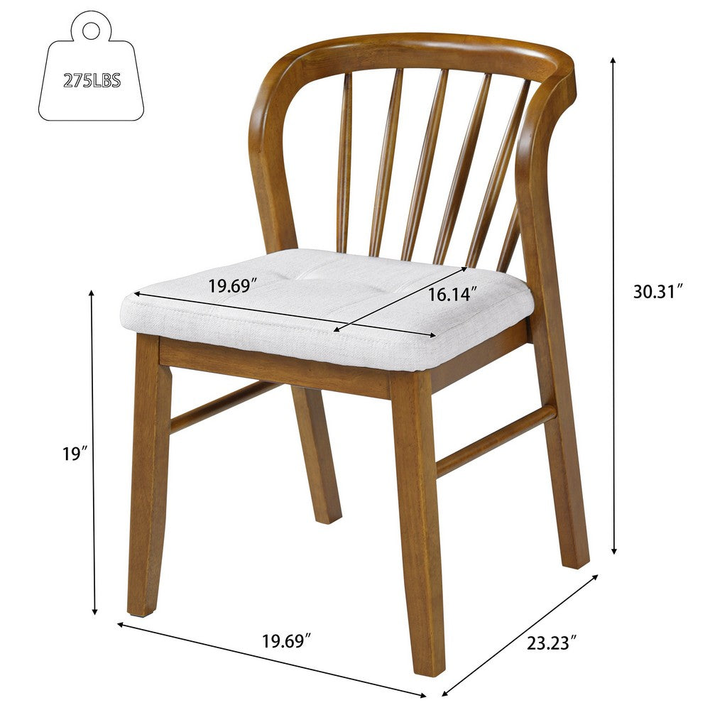Mitch Windsor-Style Dining Chairs, Set of 2, Rubberwood, Beige Seat - BM355120