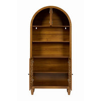 Carlos Arched Storage Cabinet, Carved Details, Open Shelves, Walnut 67 Inch - BM355121