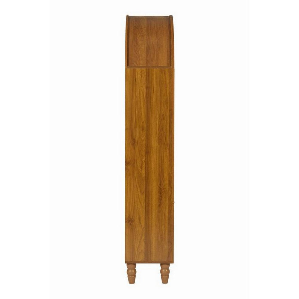 Carlos Arched Storage Cabinet, Carved Details, Open Shelves, Walnut 67 Inch - BM355121