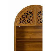 Carlos Arched Storage Cabinet, Carved Details, Open Shelves, Walnut 67 Inch - BM355121