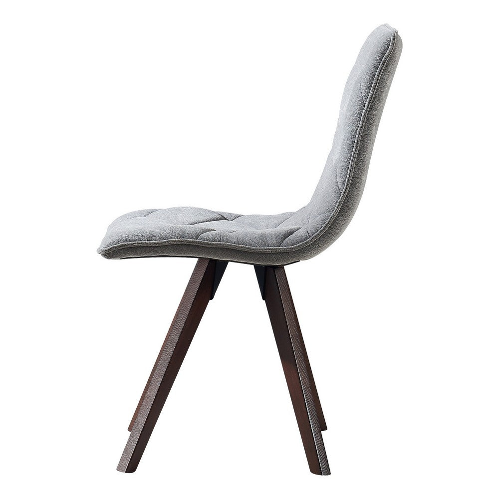 Kayra Dining Chairs with Solid Wood Legs, Set of 2, Gray Fabric - BM355122