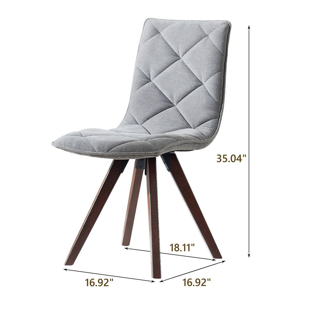 Kayra Dining Chairs with Solid Wood Legs, Set of 2, Gray Fabric - BM355122