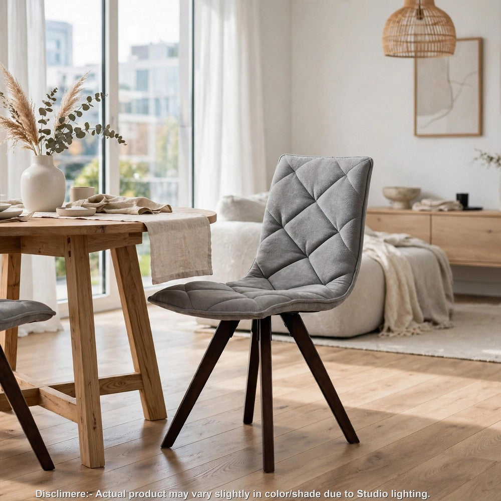 Kayra Dining Chairs with Solid Wood Legs, Set of 2, Gray Fabric - BM355122