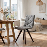 Kayra Dining Chairs with Solid Wood Legs, Set of 2, Gray Fabric - BM355122